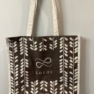 NWOT LOLOI Burlap ToteGeometric Brown and Cream Tote Bag